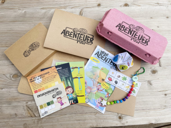 Komplettes Set Abenteuer-Post, Starterbox Das ist die Starterbox der Abenteuerbox von Abenteuerkids. Erlebnisse für Draussenkinder und Abenteuer Kids.