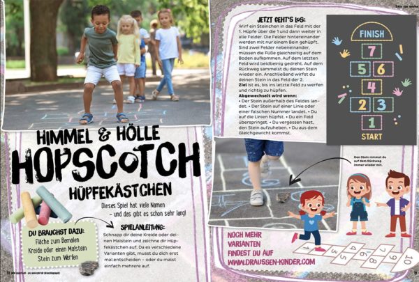 MeinAbenteuer-Das Magazin für Draussenkinder_Ausgabe1_22 - Hopscotch Himmel und Hölle Hüpfekästchen
