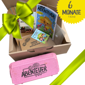 Das ist die Starterbox der Abenteuerbox von Abenteuerkids. Erlebnisse für Draussenkinder und Abenteuer Kids.