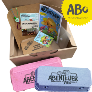 Das ist die Starterbox der Abenteuerbox von Abenteuerkids. Erlebnisse für Draussenkinder und Abenteuer Kids.