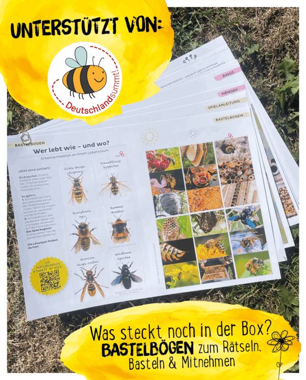 Bastelbögen aus der Bienenbox von den Abenteuerkids